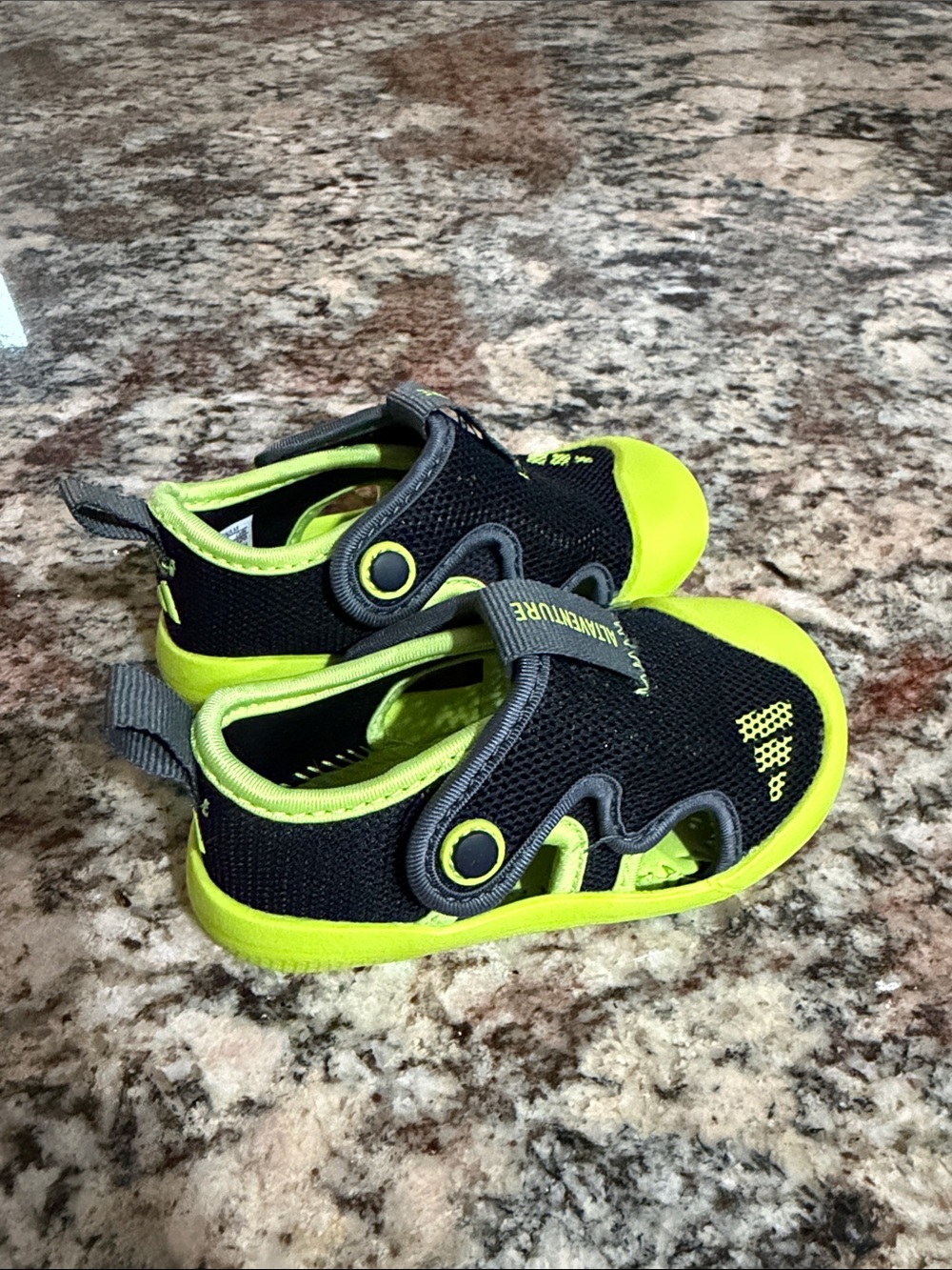 adidas Black and Neon Green Slip-On Kids Athletic Shoes